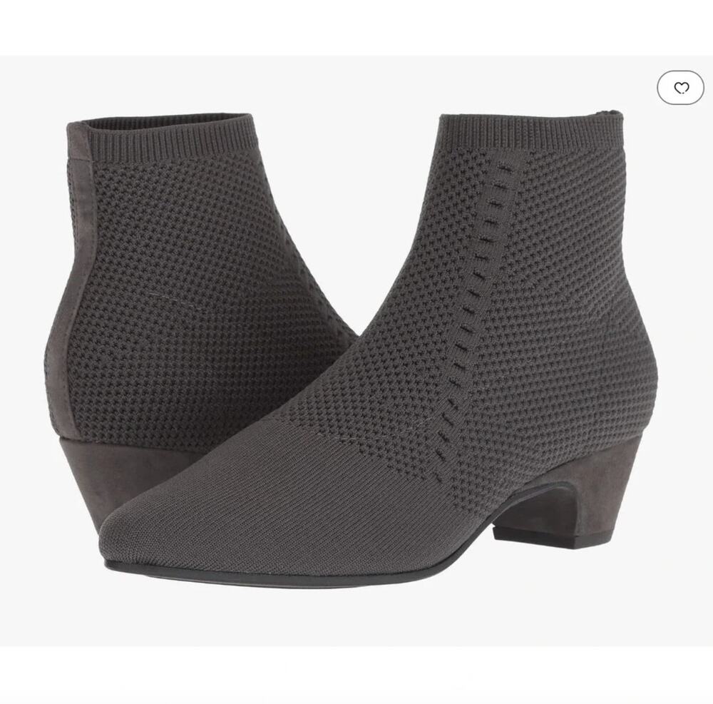 New Eileen Fisher Purl Womens Size 7.5 Graphite Gray Stretch Knit Ankle Boots